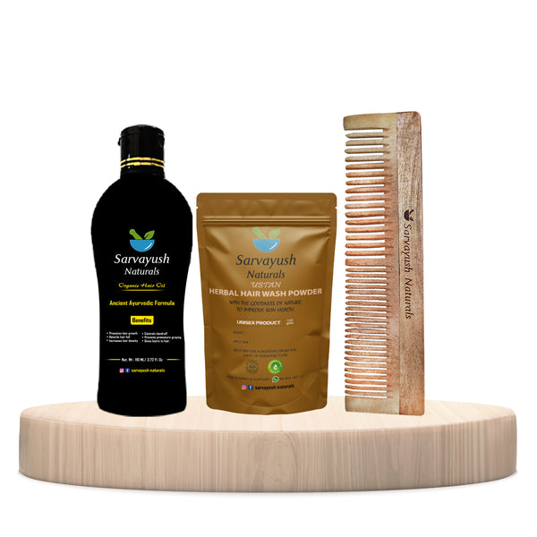 110 ml Oil & 150 g Herbal Hair Wash Powder + Neem Comb